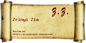 Zrinyi Zia névjegykártya